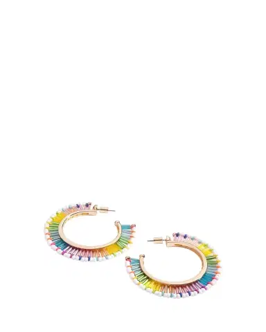 Elsie Frieda Fringe Hoop Earrings in White Bright | Thumbnail 1