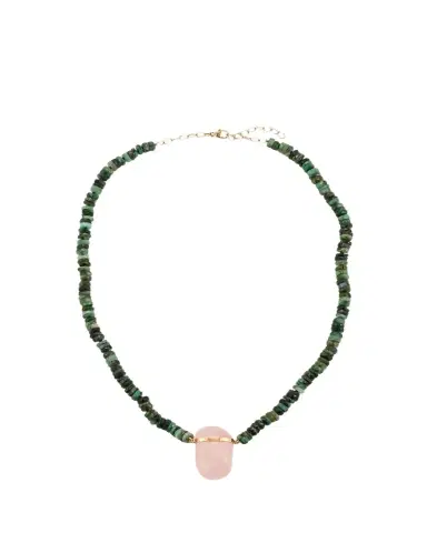 JIA JIA Rose Quartz Charm Necklace with Emeralds | Thumbnail 1