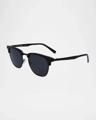 Ferragamo Men's Timeless Acetate-Metal Square Sunglasses | Thumbnail 2