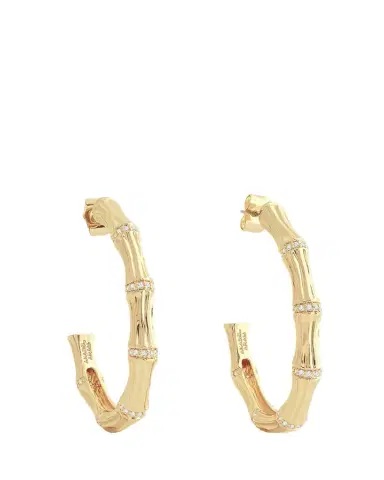 Anabel Aram Jewelry Cubic Zirconia Bamboo Hoop Earrings | Thumbnail 1