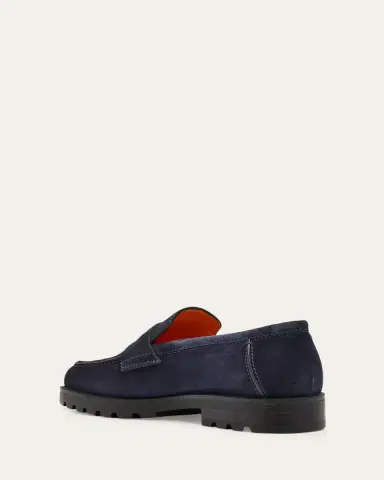 Santoni Men's Rock Suede Lug Sole Penny Loafers | Thumbnail 2