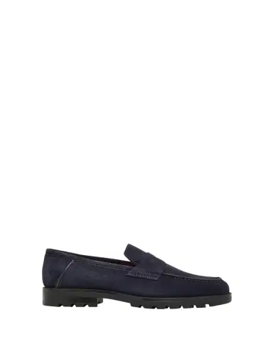 Santoni Men's Rock Suede Lug Sole Penny Loafers | Thumbnail 4