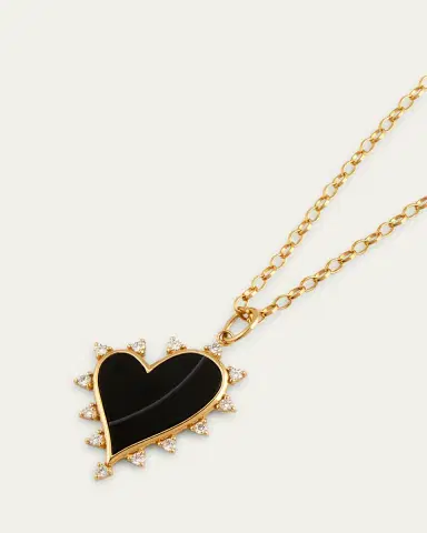 MONICA RICH KOSANN Black Agate Heart Necklace with Diamonds | Thumbnail 3 MONICA RICH KOSANN Black Agate Heart Necklace with Diamonds | Thumbnail 3