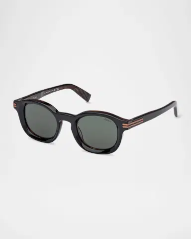 Zegna Men's AURORA I Acetate Round Sunglasses | Thumbnail 2
