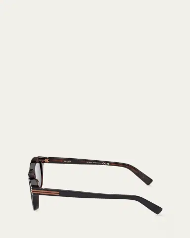 Zegna Men's AURORA I Acetate Round Sunglasses | Thumbnail 7