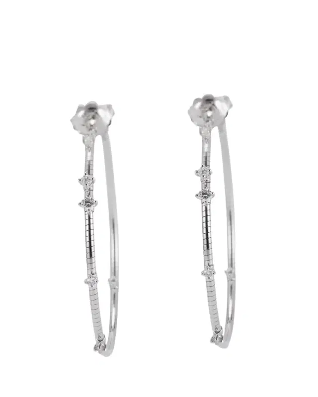 MATTIA CIELO 18K White Gold 40mm Diamond Hoop Earrings