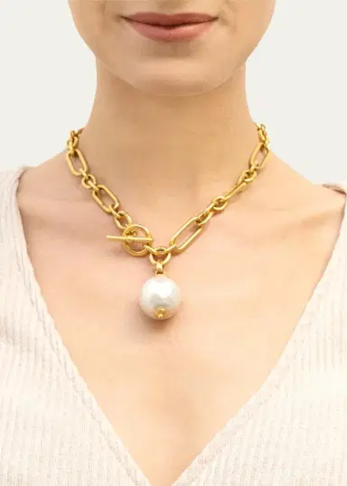ben-amun Pearly Chain-Link Short Necklace | Thumbnail 2 ben-amun Pearly Chain-Link Short Necklace | Thumbnail 2