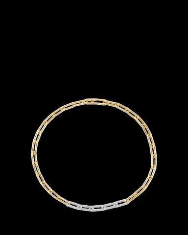 Uniform Object 18K Yellow Gold and Platinum Heavy Metal Diamond Chain Link Necklace | Thumbnail 2 Uniform Object 18K Yellow Gold and Platinum Heavy Metal Diamond Chain Link Necklace | Thumbnail 2