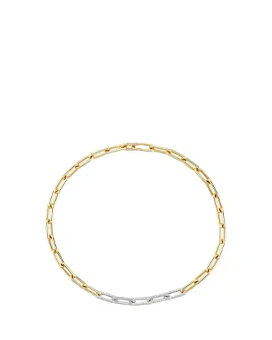 Uniform Object 18K Yellow Gold and Platinum Heavy Metal Diamond Chain Link Necklace | Thumbnail 1 Uniform Object 18K Yellow Gold and Platinum Heavy Metal Diamond Chain Link Necklace | Thumbnail 1