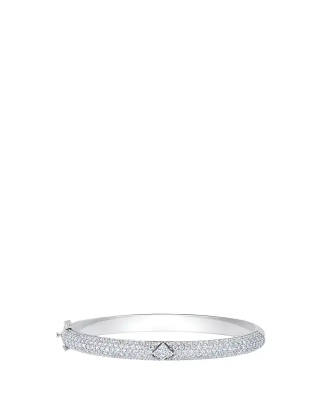 18K White Gold Dujour Diamond Pave Four-Cluster Bangle Bracelet