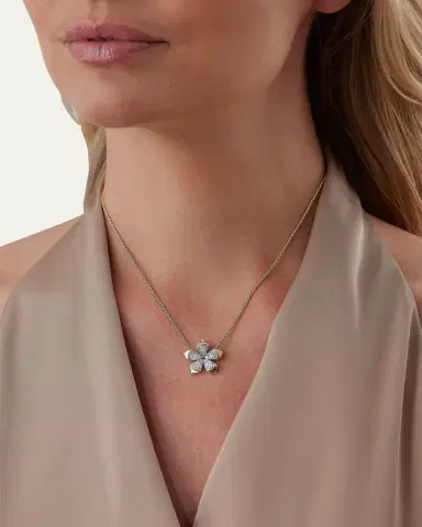Sara Weinstock 18K Two-Tone Gold Lierre Pear Diamond Flower Station Necklace | Thumbnail 2