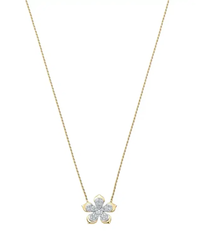 Sara Weinstock 18K Two-Tone Gold Lierre Pear Diamond Flower Station Necklace