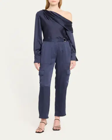 Simkhai Carolina Satin Straight-Leg Utility Pants | Thumbnail 2 Simkhai Carolina Satin Straight-Leg Utility Pants | Thumbnail 2