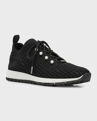 Jimmy Choo Veles Knit Pearly Lace-Up Sneakers | Thumbnail 2