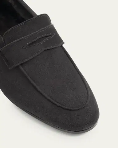 Bougeotte Flaneur Suede Shearling Penny Loafers | Thumbnail 3 Bougeotte Flaneur Suede Shearling Penny Loafers | Thumbnail 3