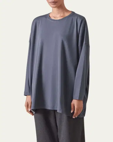 Eskandar Round Neck Long Sleeve Cotton T-Shirt | Thumbnail 2