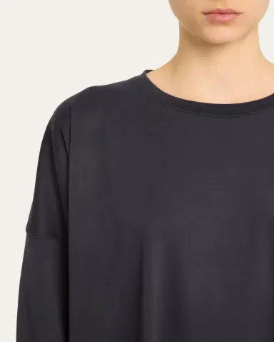 Eskandar Round Neck Long Sleeve Cotton T-Shirt | Thumbnail 5