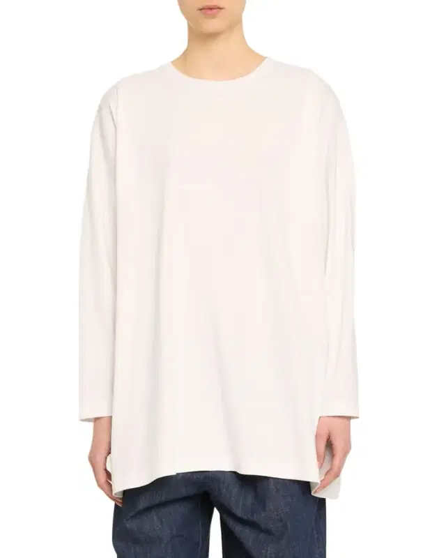 Eskandar Round Neck Long Sleeve Cotton T-Shirt