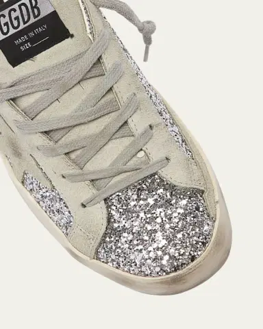 Golden Goose Superstar Suede Glitter Low-Top Sneakers | Thumbnail 2