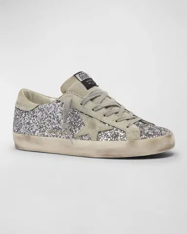 Golden Goose Superstar Suede Glitter Low-Top Sneakers | Thumbnail 3