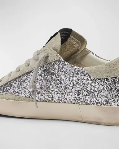 Golden Goose Superstar Suede Glitter Low-Top Sneakers | Thumbnail 4