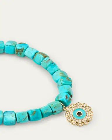 Sydney Evan 14K Gold and Diamond Marquise Eye Turquoise Bracelet | Thumbnail 3 Sydney Evan 14K Gold and Diamond Marquise Eye Turquoise Bracelet | Thumbnail 3