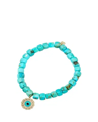 Sydney Evan 14K Gold and Diamond Marquise Eye Turquoise Bracelet | Thumbnail 1 Sydney Evan 14K Gold and Diamond Marquise Eye Turquoise Bracelet | Thumbnail 1