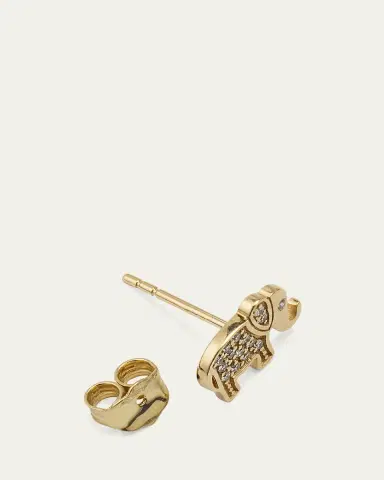 Sydney Evan 14k Yellow Gold Diamond Elephant Stud Earring, Single | Thumbnail 4 Sydney Evan 14k Yellow Gold Diamond Elephant Stud Earring, Single | Thumbnail 4