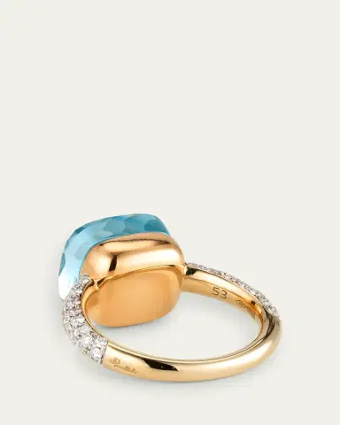 Pomellato 18K White Gold Nudo Maxi Sky Blue Topaz Diamond Ring | Thumbnail 4