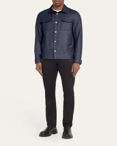 Herno Men's Coated Cashmere-Blend Overshirt | Thumbnail 2