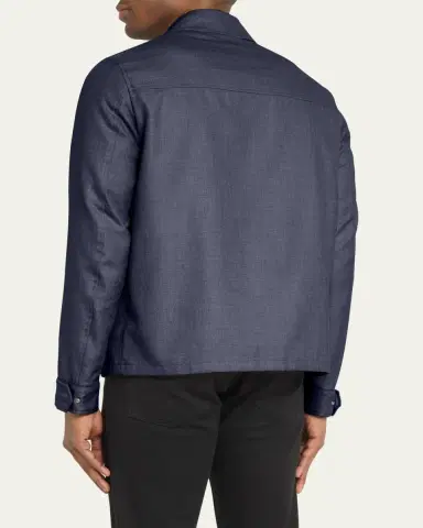 Herno Men's Coated Cashmere-Blend Overshirt | Thumbnail 3
