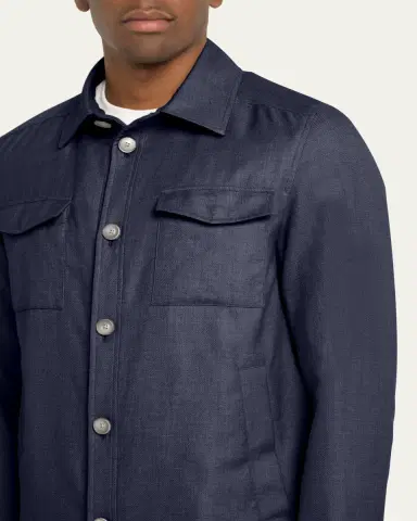 Herno Men's Coated Cashmere-Blend Overshirt | Thumbnail 5
