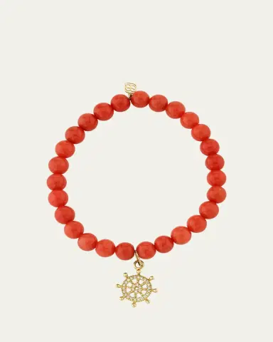 Sydney Evan 14K Diamond Ships Wheel Charm and Bead Bracelet | Thumbnail 3 Sydney Evan 14K Diamond Ships Wheel Charm and Bead Bracelet | Thumbnail 3