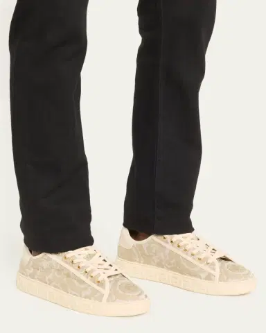 Versace Men's La Greca Baroque Canvas Low-Top Sneakers | Thumbnail 6 Versace Men's La Greca Baroque Canvas Low-Top Sneakers | Thumbnail 6