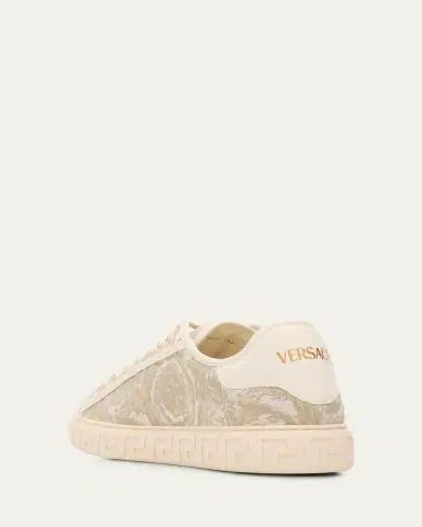 Versace Men's La Greca Baroque Canvas Low-Top Sneakers | Thumbnail 8 Versace Men's La Greca Baroque Canvas Low-Top Sneakers | Thumbnail 8