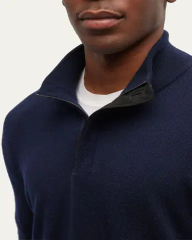 Zegna Men's Oasi Cashmere Zip Mock Neck Sweater | Thumbnail 5 Zegna Men's Oasi Cashmere Zip Mock Neck Sweater | Thumbnail 5