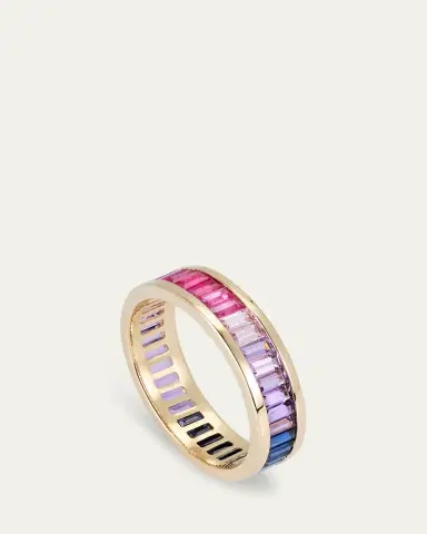 Sydney Evan 14K Gold and Gemstone Channel-Set Baguette Eternity Ring | Thumbnail 3