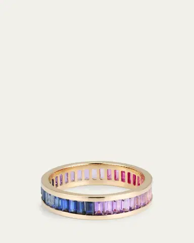 Sydney Evan 14K Gold and Gemstone Channel-Set Baguette Eternity Ring | Thumbnail 4