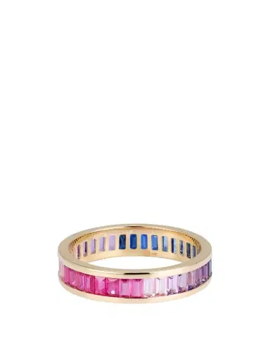 Sydney Evan 14K Gold and Gemstone Channel-Set Baguette Eternity Ring | Thumbnail 1