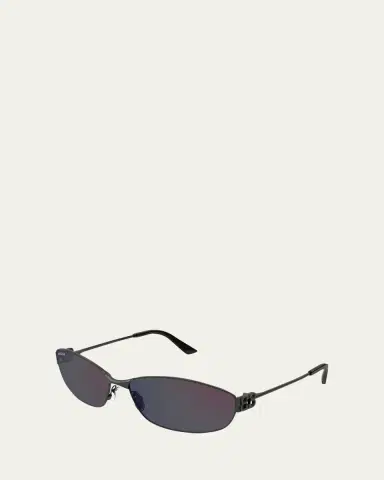 Balenciaga Men's BB Logo Metal and Nylon Oval Sunglasses | Thumbnail 2
