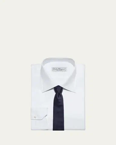 Ferragamo Men's Solid Silk Tie | Thumbnail 2 Ferragamo Men's Solid Silk Tie | Thumbnail 2