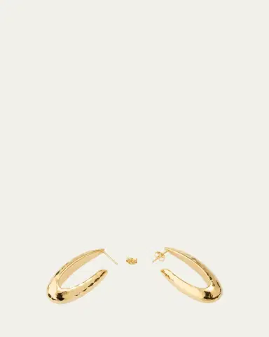 Lana 14K Gold Elongated Wide Disco Hoop Earrings | Thumbnail 4
