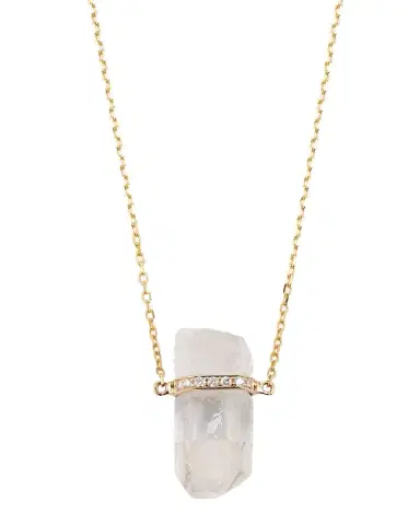 JIA JIA 14k Yellow Gold Crystal Quartz and Diamond Bar Necklace | Thumbnail 1 JIA JIA 14k Yellow Gold Crystal Quartz and Diamond Bar Necklace | Thumbnail 1