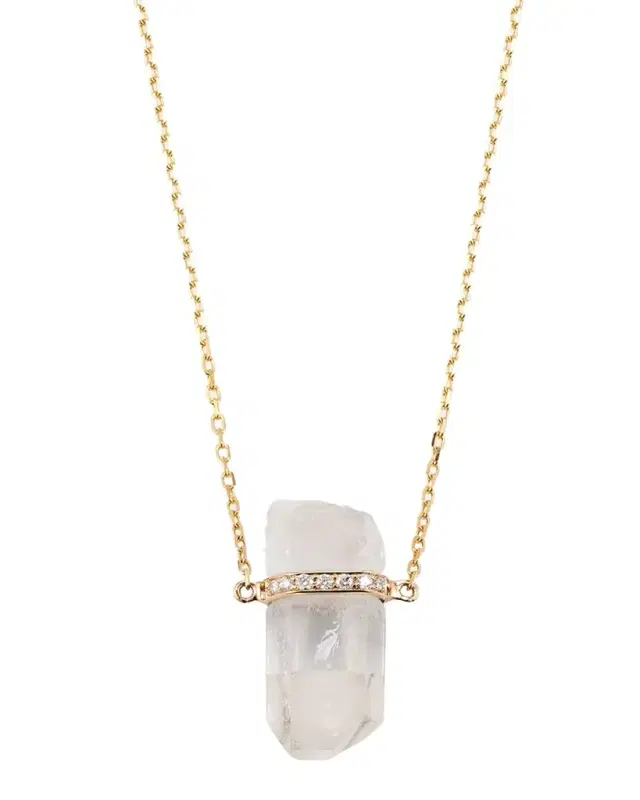JIA JIA 14k Yellow Gold Crystal Quartz and Diamond Bar Necklace