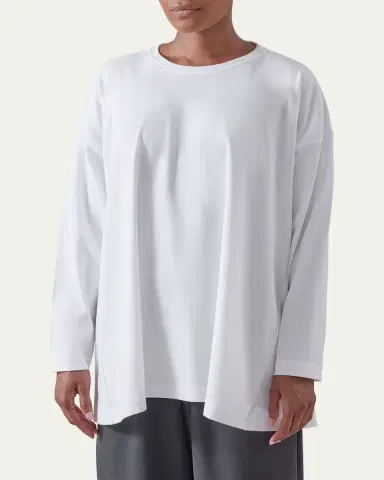 Eskandar Side Panelled Round Neck Long Sleeve T-Shirt (Mid Plus Length) | Thumbnail 2 Eskandar Side Panelled Round Neck Long Sleeve T-Shirt (Mid Plus Length) | Thumbnail 2