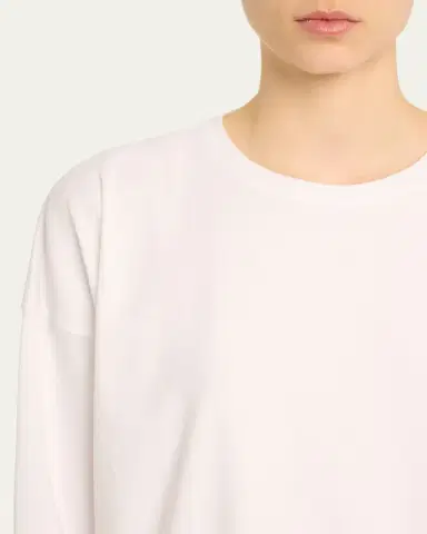 Eskandar Side Panelled Round Neck Long Sleeve T-Shirt (Mid Plus Length) | Thumbnail 5 Eskandar Side Panelled Round Neck Long Sleeve T-Shirt (Mid Plus Length) | Thumbnail 5