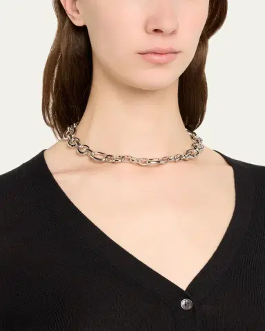 ben-amun Donia Silver Round and Oval Link Chain Necklace | Thumbnail 2