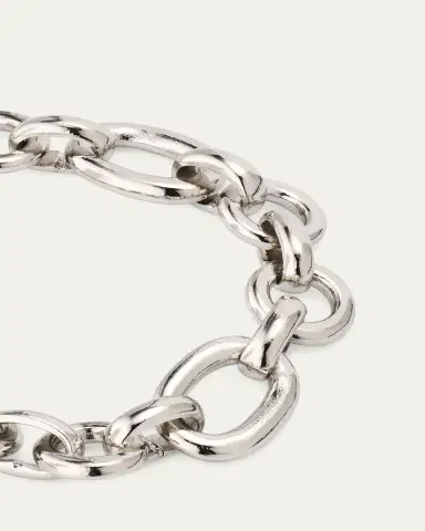 ben-amun Donia Silver Round and Oval Link Chain Necklace | Thumbnail 3