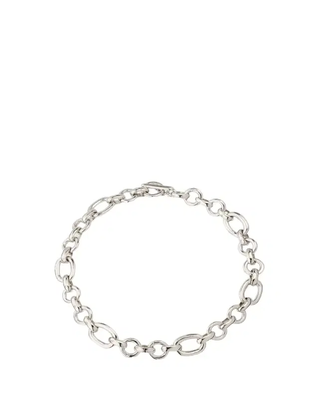 Ben-Amun Donia Silver Round and Oval Link Chain Necklace