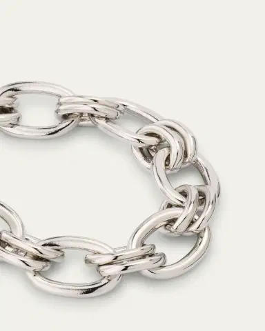 Ben-Amun Silver Lyra Oval Chain Link Necklace | Thumbnail 3